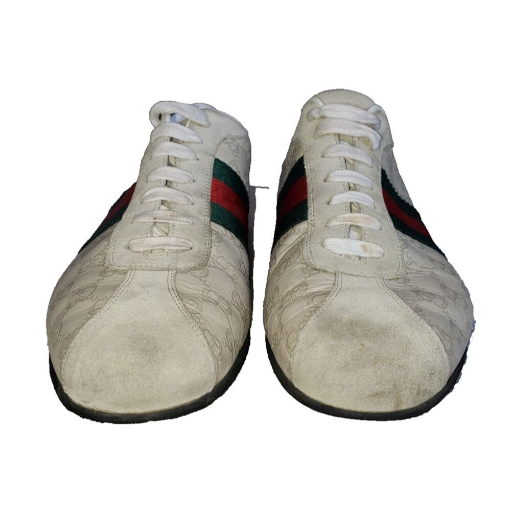 Gucci GG Monogram Mystic White Leather Shoes Trainers Men's Size 12.5G - Picture 3 of 10